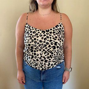 Leopard print spaghetti strap tank